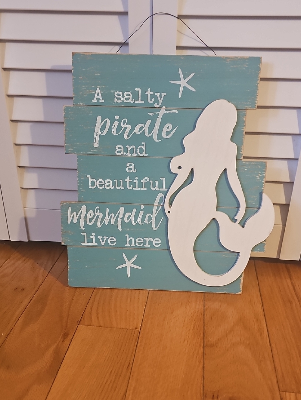Coastal Mermaid Wall Sign - Turquoise and White